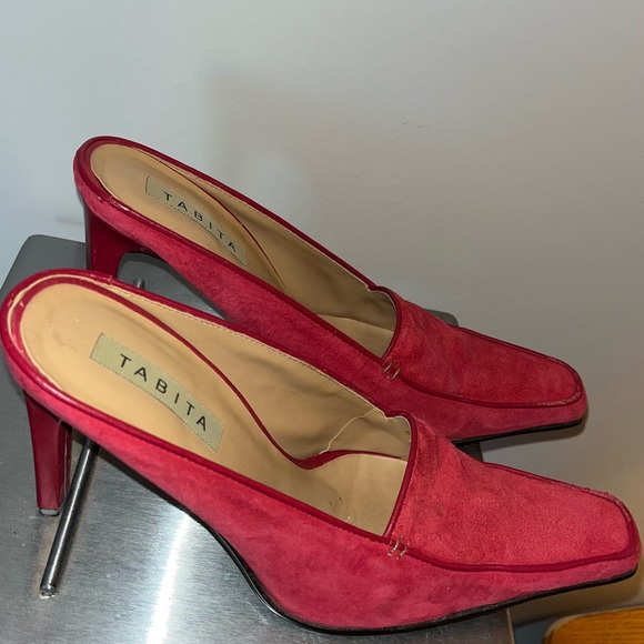 Tabita red suede slip on heels size 6.5 - Picture 6 of 11